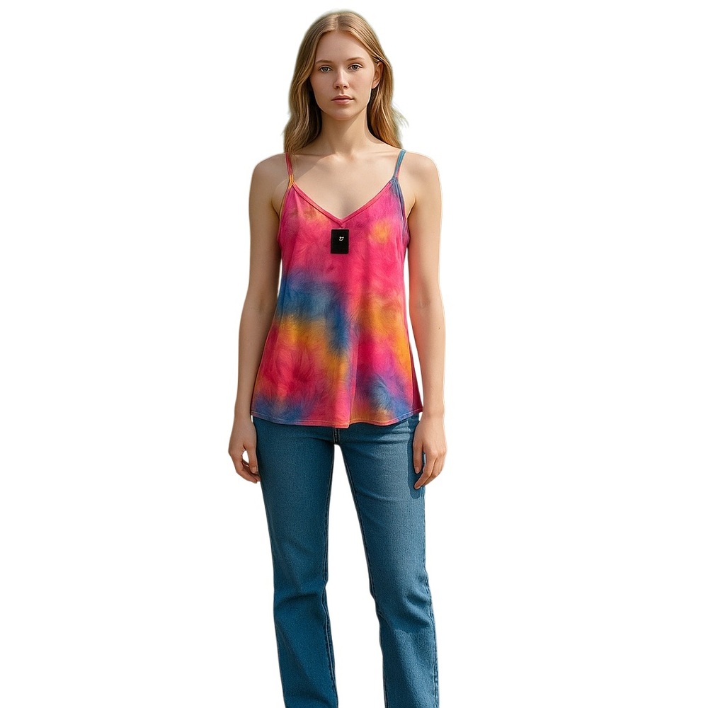 Ours Women's M Multicolor Tie Dye Sleeveless Spaghetti Straps Top Casual